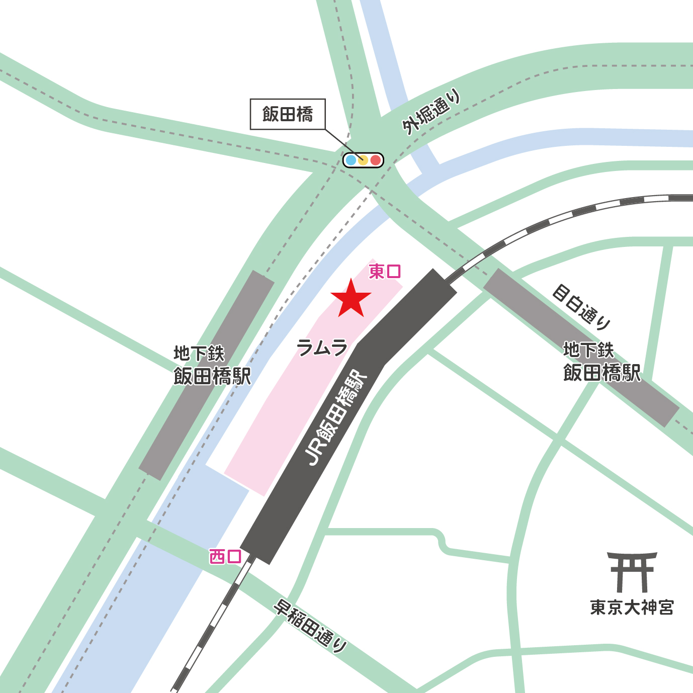 飯田橋駅からの場所